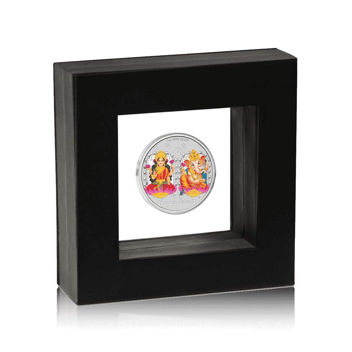 1oz Silver Diwali Edition Coloured Lakshmi & Ganesh Box Set (2019) 4